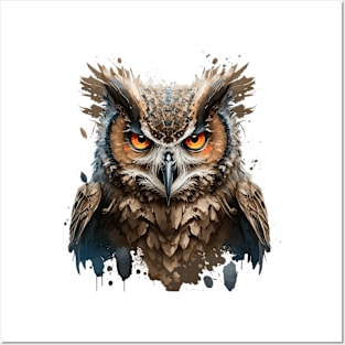 Owl Portrait Animal Painting Wildlife Outdoors Adventure Posters and Art